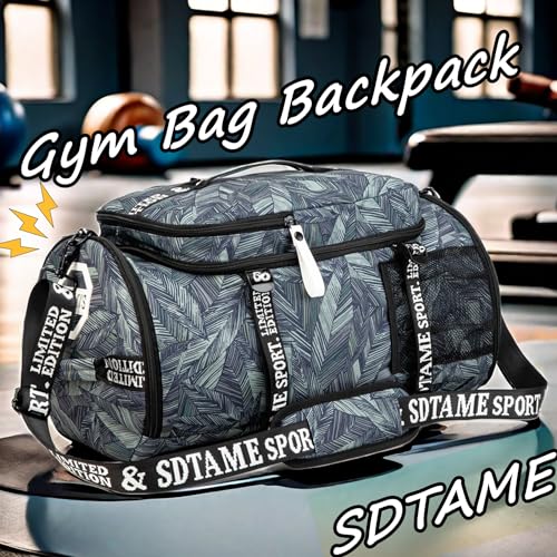 Gym Duffle Bag Backpack with Shoe Compartment,4 ways Travel Backpack for Women and Men,Multi-Functional Weekender bag with Waterproof Layer&Laptop Compartment for Fitness, Travel,Camping - color: Silver