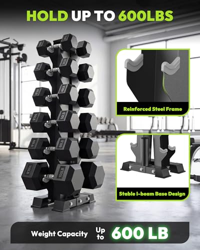 HANDBODE A-Frame Dumbbell Rack Heavy Duty Weight Stand for Dumbbells, Space-Saving Metal Storage Organizer, Sturdy Dumbbell Holder for Home Gym - style: 1 X 6-Tier A-Frame with Landmine Attachment