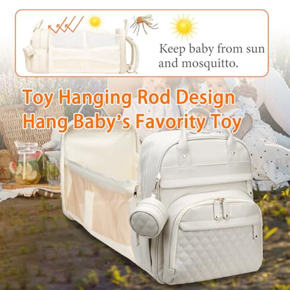 Astro alan Baby Diaper Bag with Changing Station, Waterproof Diaper Bag Backpack for Moms Dads with USB Charging Port, Baby Shower Gifts, Large Capacity diaper backpack, Beige - color: Vegan Leather Beige