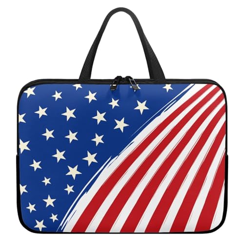 10 Inch American Flag Laptop Sleeve, Red White and Blue Laptop Cover Computer Bag Tablet Carrying Case, Zipper Tote Bags Notebook Sleeves Independence Day Gifts for Men Women - color: American Flag, size: 10 Inch