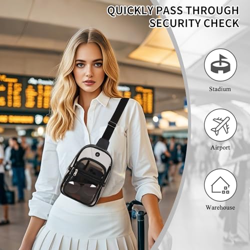 MOONBABY Clear Bag for Stadium Events, Clear Backpack Purse for Women Waterproof TPU Crossbody Fanny Pack | for Stadium Events - color: Semi Black