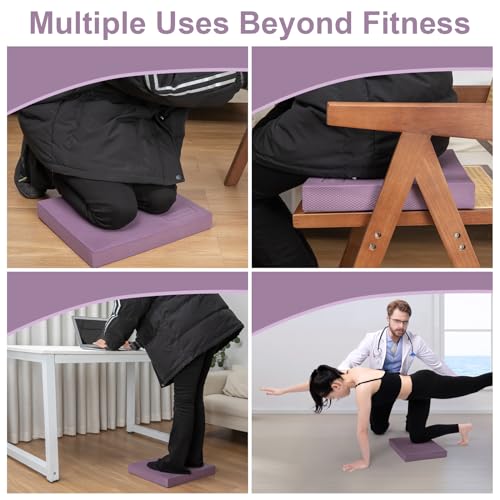 StrongTek Professional Foam Exercise Balance Pad - 15.8" x 13" x 2", High-Density TPE Foam Knee Pad, Non-Slip & Water-Resistant, for Balance Training, Physical Therapy, Yoga, and More - color: Purple