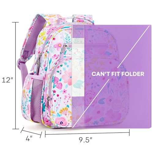 mibasies Toddler Backpacks for Girls 2-4: Little Kid Bookbag for Preschool Prek Daycare Flower Light Purple - color: Flower Light Purple, style: Toddler-12"h(not Fit Folder)