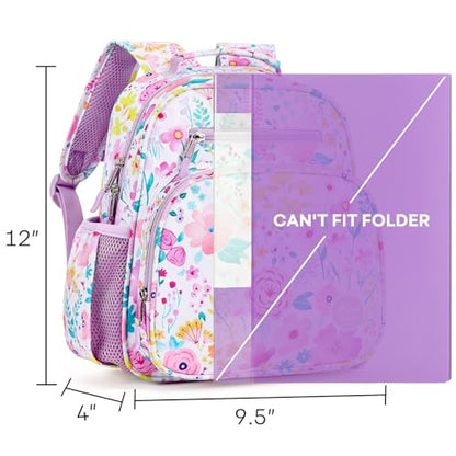 mibasies Toddler Backpacks for Girls 2-4: Little Kid Bookbag for Preschool Prek Daycare Flower Light Purple - color: Flower Light Purple, style: Toddler-12"h(not Fit Folder)