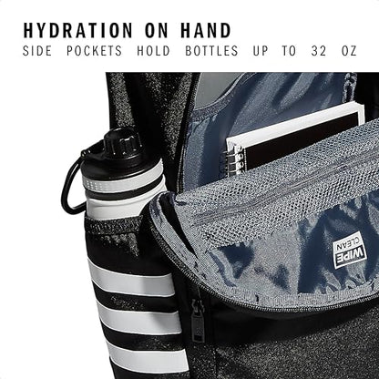 3-Stripe Classic backpack for men and women, bag with laptop sleeve - color: Black/White/4.0