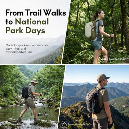 Haimont 15L Lightweight Hiking Daypack, Black | 1.19 lb Carry, Hydration Sleeve, Trekking Pole Loops, Breathable Back Panel, Whistle - color: Black