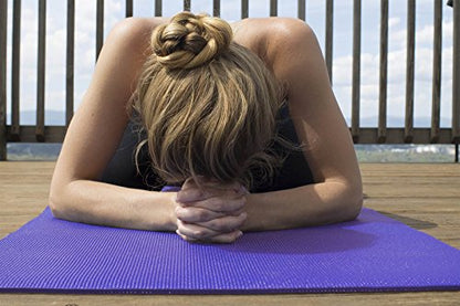 YogaAccessories 1/4" Thick High Density Deluxe Non Slip Exercise Pilates & Yoga Mat - color: Dark Purple