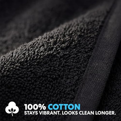 Simpli-Magic Cotton Hand Towels, 16"x27", Black, Not Bleach Proof, 12 Count - color: Black