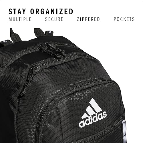 adidas Excel 7 School Backpack for Laptop, Gym and Travel, 34L, Black/White 3 Stripe Webbing/7, OSFA - color: Black/White 3 Stripe Webbing/7, size: One Size