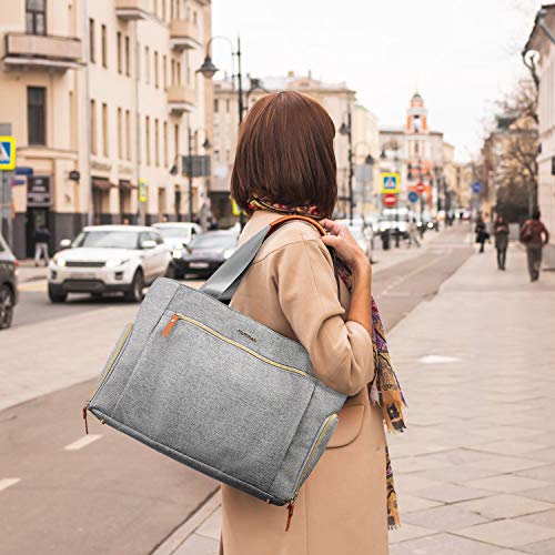 mommore Breast Pump Bag Diaper Tote Bag with 15 Inch Laptop Sleeve Fit Most Breast Pumps Like Medela, Spectra S1,S2, Evenflo - color: Grey
