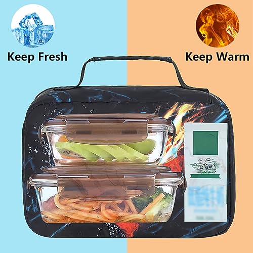 LEDAOU Lunch Bag Kids Insulated Lunch Box Boys Girls Insulated Reusable Lunch Bag for School Picnic Hiking (Soccer) - color: Soccer