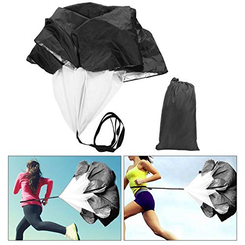 Running Parachute Speed Training, Speed Training Equipment Running Parachute Adjustable Waistband Pongee Coating Drag Running Speed Training Parachute for Sports (Black)