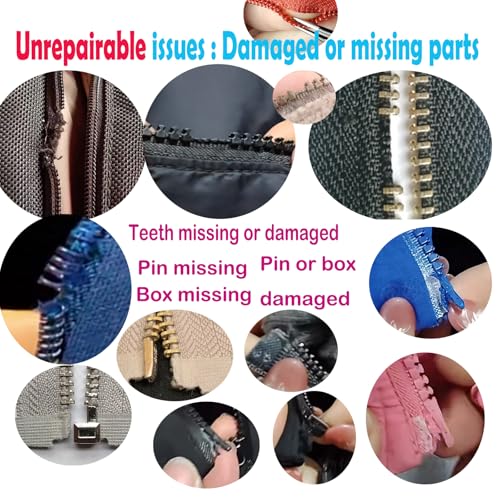 JOSDIOX Zipper Repair Kit #5 Zippers Pull 12 Pcs Sliders & Stop Fix Zip On