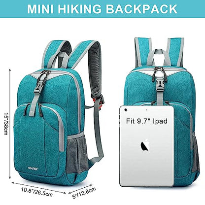 G4Free Mini 10L Hiking Daypack Small Hiking Backpack Cycling Compact Shoulder Backpack Outdoor for Men Women | Small Lightweight Cycling Walks Daypack, with Reflective Strap, Compact, Water-Repellent, Tear-Resistant Polyester Material - color: Blue - Peac