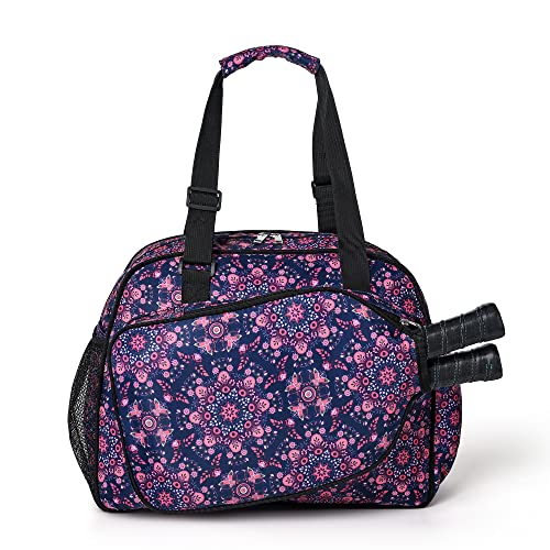 Boulder Bee Pickleball Bags, Premium Pickleball Tote Bag for Girls, Women’s Hand/Shoulder Gym Bag w Water Bottle Holder, with Pickleball Racquet/Paddle Holder - color: Baroque