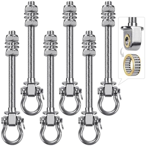 SELEWARE Heavy Duty Bearing Swing Hangers, 6 Pack Stainless Steel Swing Hooks for Wood and Steel Beam, Swing Hardware for Hammock, Yoga Swing, Porch Swing, Heavy Bag, 7" x M2/5", 1500LB Capacity - color: 6 Pack Bearing Hangers (7" X M2/5" Threaded Rod)