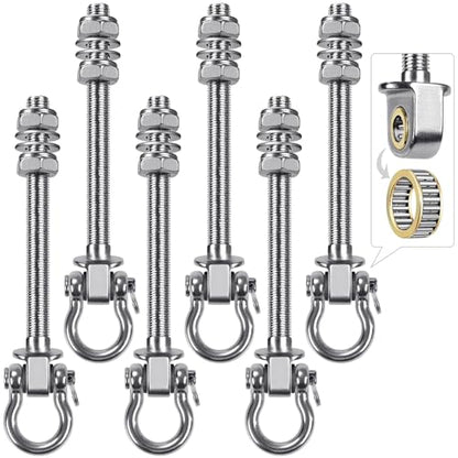 SELEWARE Heavy Duty Bearing Swing Hangers, 6 Pack Stainless Steel Swing Hooks for Wood and Steel Beam, Swing Hardware for Hammock, Yoga Swing, Porch Swing, Heavy Bag, 7" x M2/5", 1500LB Capacity - color: 6 Pack Bearing Hangers (7" X M2/5" Threaded Rod)