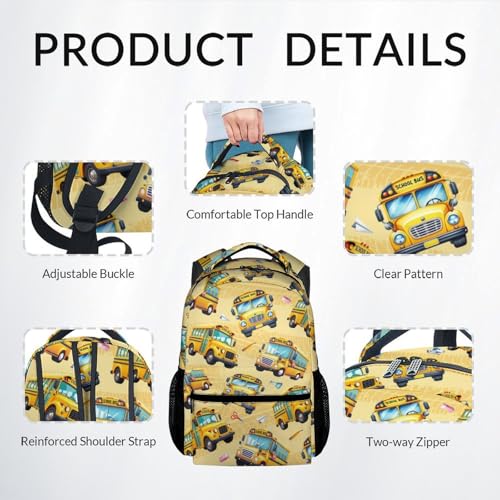 Kid Backpack Boys - School Bus Backpacks Set for Toddler - 3Pcs Bookbag with Lunch Bag and Pencil Pouch - School Bag for Kindergarten/Preschool/Elementary (17 Inch) - color: Yellow