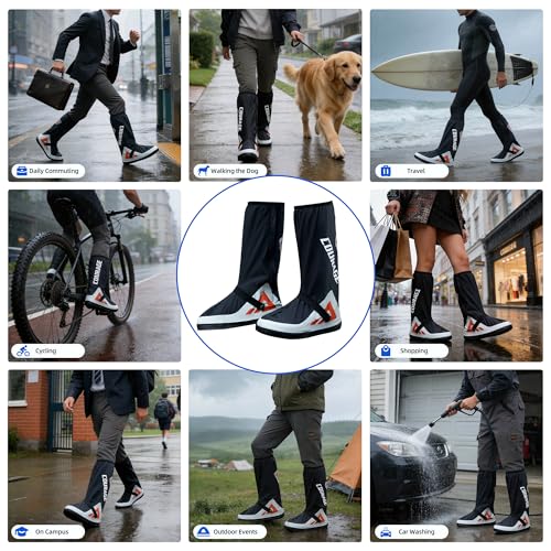 Waterproof Rain Boot Shoe Covers for Men and Women, Reusable Non-Slip Rain Shoe Covers with Zipper, Foldable for Outdoor Use