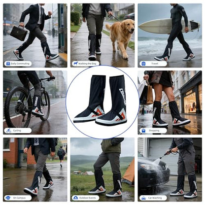 Waterproof Rain Boot Shoe Covers for Men and Women, Reusable Non-Slip Rain Shoe Covers with Zipper, Foldable for Outdoor Use