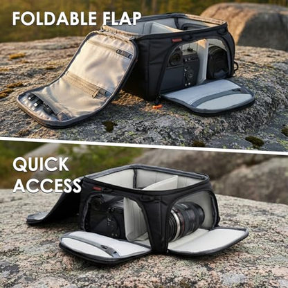 TARION Protective Camera Insert Bag - Quick Access DSLR Inner Case Organizer - Fits 1 Camera 5 Lenses - Full Opening Back Design Padded Insert ShellCore S - style: S (1 Camera 5 Lenses)