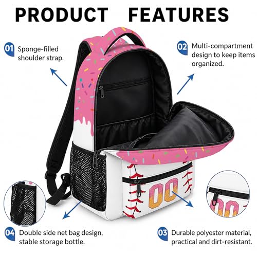 Personalized Baseball Drip Backpack for Kids Boys Girls, Blue Ice Cream Print Travel Bag, Multi Pocket Everyday Backpack (#6) - color: #6