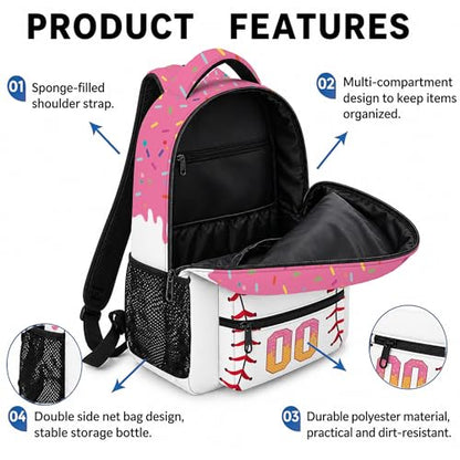 Personalized Baseball Drip Backpack for Kids Boys Girls, Blue Ice Cream Print Travel Bag, Multi Pocket Everyday Backpack (#6) - color: #6