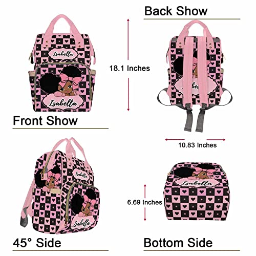Personalized Diaper Bag for Girls, Custom Name Cute Girl Baby Bags for Mom, Waterproof Nappy Backpack Monogrammed Baby Gifts - color: Heart-girl-pink