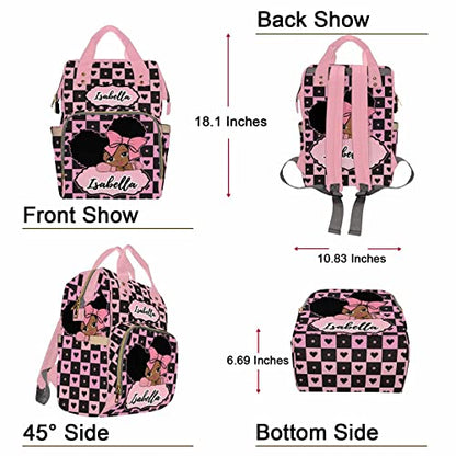 Personalized Diaper Bag for Girls, Custom Name Cute Girl Baby Bags for Mom, Waterproof Nappy Backpack Monogrammed Baby Gifts - color: Heart-girl-pink