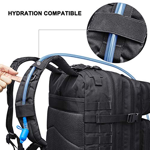 Prospo Military Tactical Backpack Large Fishing Tackle Backpack 3 Day Assault Survival Pack Molle Bag for Men - color: Black
