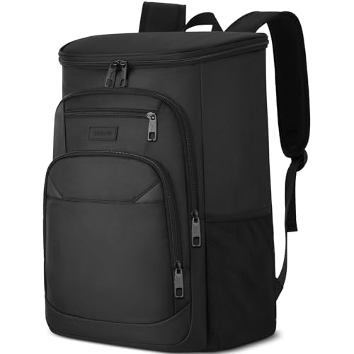Cooler Backpack, Insulated Backpack Cooler Leakproof Waterproof Large Capacity Cooler Bag for Men Women Picnic Beach - color: Black