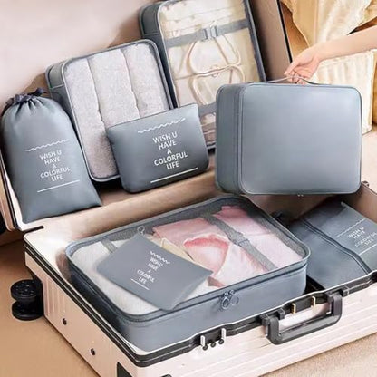8 Set Packing Cubes For Travel-Travel Essential Carry On Luggage Organizer,Bring Laundry Bag, Shoe Bag, Clothing And Underwear Bag (Grey) - color: Grey