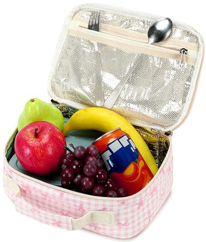 LEDAOU Lunch Box Kids Insulated Lunch Bag Girls Toddler Reusable Lunchbox for School Picnic Hiking (Bowknot-Pink) - color: Bowknot-Pink