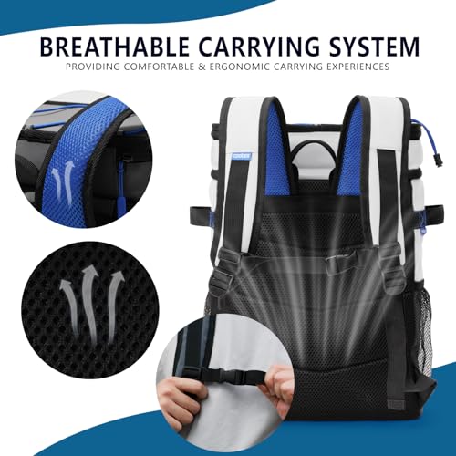 Large Backpack Cooler 36 Can Cooler Backpack with 2 Insulated Compartments Leak Proof Waterproof Travel Backpack, Camping Beach Picnic Lunch Thermal Bag for Women and Men - color: White