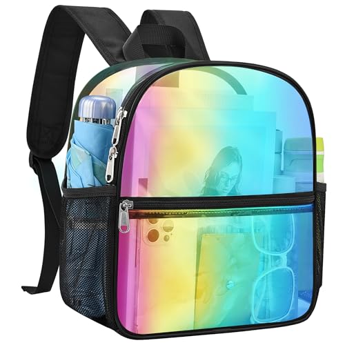 USPECLARE Clear Backpack for Stadium Approved 12×6×12, Water proof Clear Bag for Stadium Events and Concert Work Sport Event - color: Magic Red, style: Small