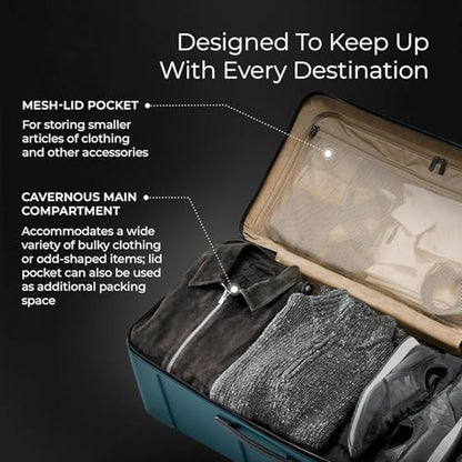 Briggs & Riley 32 Inch Extra Large Trunk Checked Luggage - Maximum Capacity Hard Shell Heavy Duty Travel Suitcase with 360-Degree Spinner Wheels - TSA Lock - Torq Collection - Ocean - color: Ocean, size: 32"