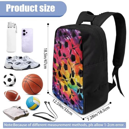 18.5in Basketball Backpack Basketball Bag with Shoe Compartment & Ball Holder, Waterproof Bag for Soccer Volleyball - color: Colorful Tie-Dye Football Print