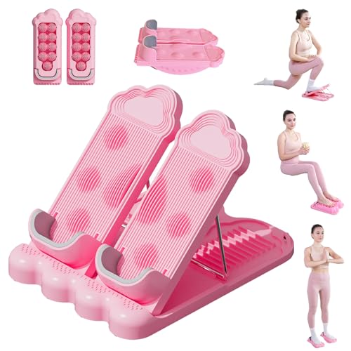 kisnbld Slant Board, 3 in 1 Calf Stretch Board with Foot Massager & Resistance Bands, 12-Level Adjustable Incline Calf Stretcher for Relieving Calf Ankle Achilles Pain, Balance Exercise Trainer