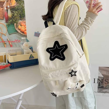 Backpack Trendy Y2K Stars Cute Aesthetic Backpack College Laptop Backpack Casual Travel Daypack for Teens (White) - color: White