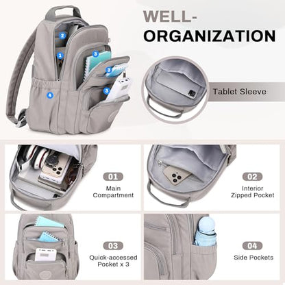 Small Backpack for Women, 2PCS Mini Backpack for Ladies Bookbag Purse for Women with Mini Wallet and Luggage Strap, Gray - color: Grey