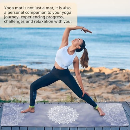 FOLAI Extra Thick Yoga Mat 6mm，pilates mat thick - Non-Slip Exercise Mat for HIIT, Pilates & Home Workouts & Workout with Free Carry Strap - color: Mandala Blue