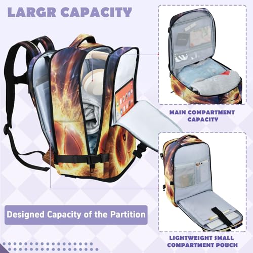 Bolaz Glowing Basketball Travel Backpack Laptop for Men Women Work Carry On Bag College Daypack Personal Item Bag Large Water Resistant
