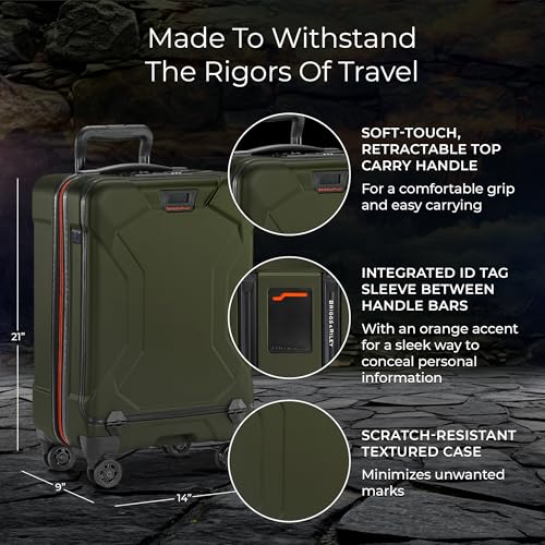 Briggs & Riley 21 Inch International Carry-On Luggage with Wheels - Small Rolling Hard Shell Heavy Duty Suitcase with Laptop Compartment - 360 Spinner Wheels - Torq Collection - Hunter Green - color: Hunter, size: 21"