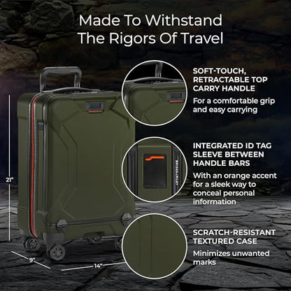 Briggs & Riley 21 Inch International Carry-On Luggage with Wheels - Small Rolling Hard Shell Heavy Duty Suitcase with Laptop Compartment - 360 Spinner Wheels - Torq Collection - Hunter Green - color: Hunter, size: 21"