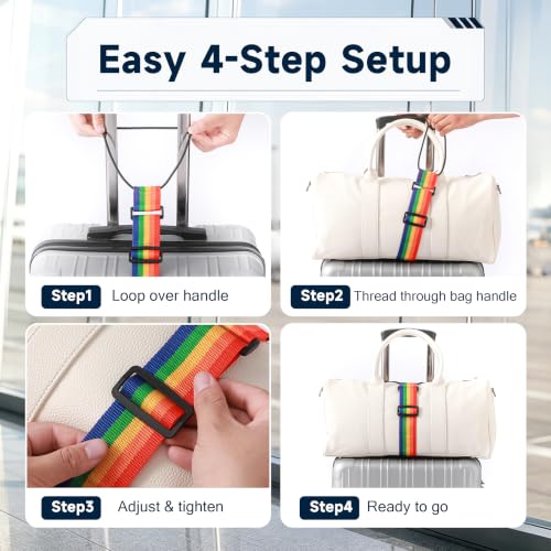 2 Pack Luggage Connector Straps for Suitcases 25 Colors, Adjustable Elastic Travel Bag Strap with Dual Stability Design, Add-a-Bag Hands-Free Luggage Belt, Fits Most Carry-On & Checked Luggage - color: Pom-pom