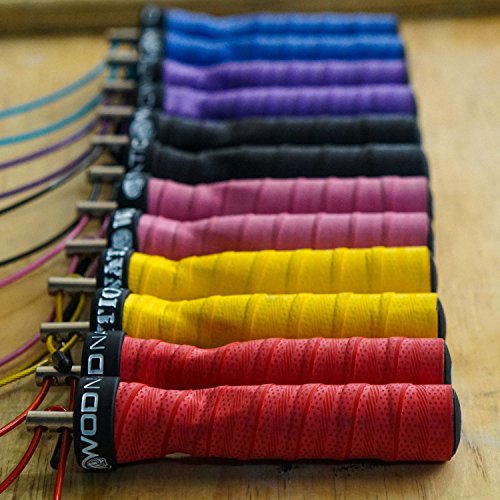 WOD Nation Attack Speed Jump Rope : Adjustable Jumping Ropes : Unique Two Cable Skipping Workout System : One Thick and One Light 11 Foot Cable : Perfect for Double Unders : Men and Women - color: Red