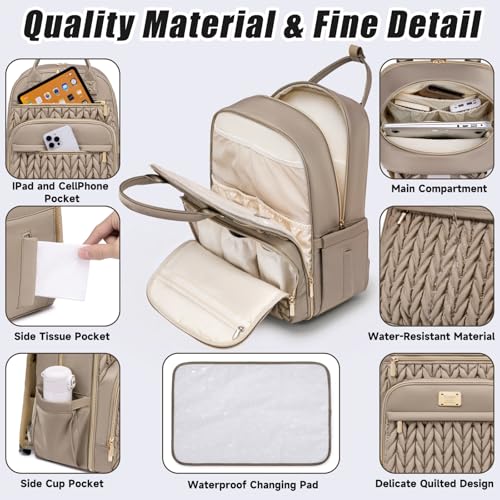 Tealari Diaper Bag Backpack,Stylish Baby Diaper Bag,Waterproof Travel Diaper Backpacks Baby Bags with Changing Pad,Stroller Straps,Insulated Pockets (Khaki) - color: Khaki