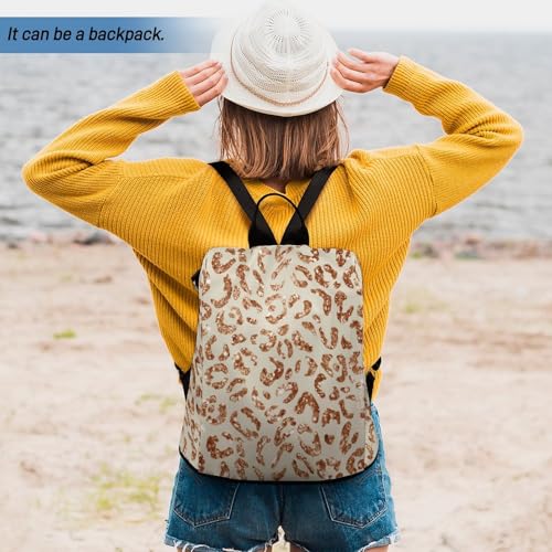 Waterproof Backpack Leopard Print Beige Casual Bags for Women Anti-theft Daypacks Fashion Versatile Bag - color: Leopard Print Beige, size: No Custom