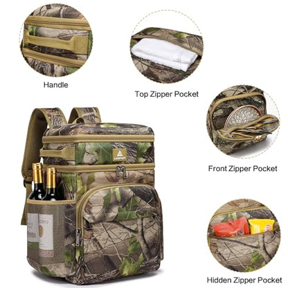Laripwit Picnic Backpack Cooler - 54 Cans Large Soft Camo Lunch Backpack Bag Insulated Leakproof with Double Deck Compartment - color: Camo