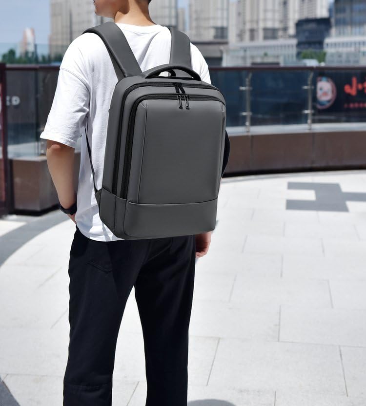17/15.6" Business laptop backpack, PU Travel backpack,carry on backpack, Expandable laptop backpack Women Men,college backpack (02#updated, Grey) - color: 02#grey, style: 02#updated
